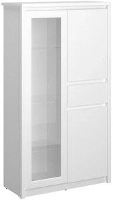 Biała niska witryna skandynawska do salonu i jadalni E1-R92