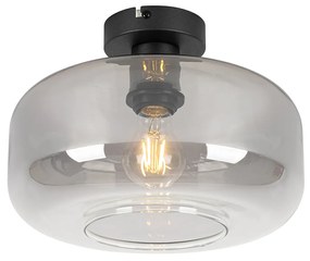 Plafon / Lampy sufitowe art deco czarny z przydymionym szkłem - Bizle ArtDeco Oswietlenie wewnetrzne
