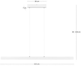 Biała lampa wisząca LED 115cm z drewna jesionowego L115KB-4K-WEIß wymi
