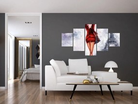 Obraz - Kobieta i wieża Eiffla (125x70 cm)
