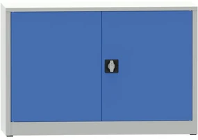 Warsztatowa szafa półkowa na narzędzia KOVONA JUMBO, 1 półka, spawana, 800 x 1200 x 500 mm, szara / niebieska