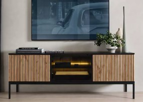 Szafka RTV loft Shark 154cm LED frezowane fronty metalowe nóżki