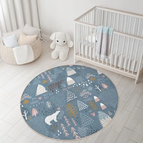 Niebieski dywan dziecięcy odpowiedni do prania ø100 cm Forest Land – Mila Home