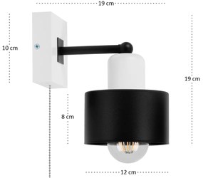 Czarno-biały kinkiet LED SHWD-SC10x10WE jednopunktowy z litego drewna