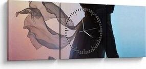 Obraz - Tańcząca para (z zegarem) (90x30 cm)