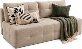 Beżowa nowoczesna szenilowa sofa rozkładana z pojemnikiem E3-H08