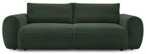 Ciemnozielona sztruksowa rozkładana sofa 257 cm Lucien – Bobochic Paris