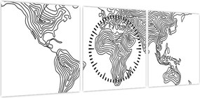 Obraz - Mapa w liniach (z zegarem) (90x30 cm)