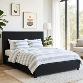 Łóżko Tapicerowane 160x200 cm ANDRE ze Stelażem Dwuosobowe Welurowe Czarne