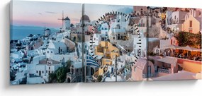 Obraz - Zmierzch na Santorini (z zegarem) (90x30 cm)