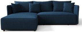 Granatowa Sofa Narożna Z Funkcją Spania T3-B49