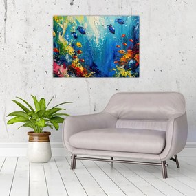 Obraz na szkle - Malowanie podwodnego świata (70x50 cm)