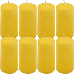 Zestaw świec filarowych, 10 cm, Ø 5 cm, żółte, 8 szt.