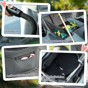 PawHut 3 w 1 Składany Wózek dla Zwierząt Domowych z 4 Kołami i Zdejmowaną Torbą dla Psów i Kotów, Szary