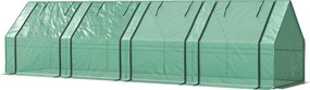 Outsunny Szklarnia z zamkiem błyskawicznym, mrozoodporna szklarnia foliowa ze stali 360 x 90 x 90 cm Zielona | Aosom PL