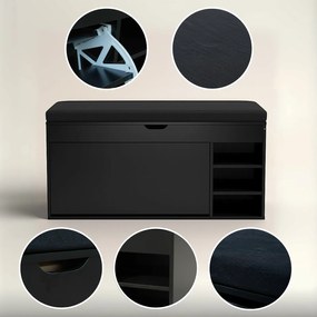 Szafka na buty z siedziskiem i wysuwanymi półkami GRADIA, 100 x 34 x 50 cm