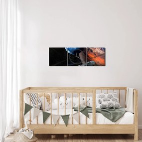 Obraz planety w kosmosie (z zegarem) (90x30 cm)