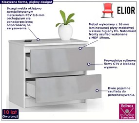 Nowoczesna komoda z szufladami biała + szary połysk Dimate 6X