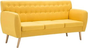 3-osobowa żółta sofa pikowana R8-K94