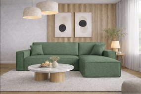 Narożnik BEST L z funkcją spania i pojemnikiem, tkanina Neve, Zielony, Prawy