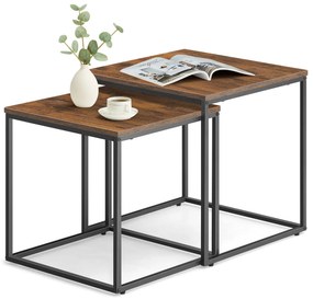Zestaw 2 stolików kawowych QUADRO, rustykalny brązowy wystrój