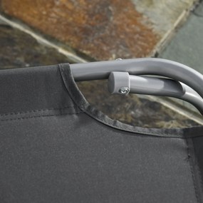 Outsunny Leżak Plażowy Szary z Regulowanym Oparciem Składany Idealny na Balkon i Taras do 120 kg | Aosom PL