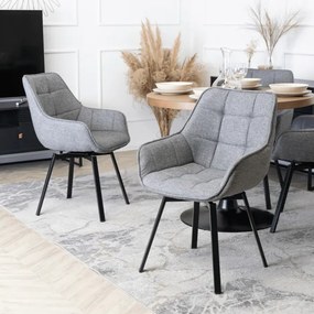 Krzesło Tapicerowane Obrotowe do Salonu LUNA 2 Szare Nowoczesne Loft