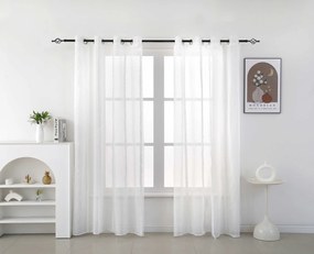 Biała zasłona TASMA ze wzorem 140x250 cm Zawieszanie: Metalowe pierścienie