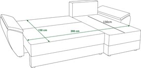 Rozkładana narożna sofa LIVARO 305x140 cm, jasnoszara, uniwersalna