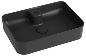 Umywalka ceramiczna nablatowa czarna z otworem na baterię 50x35 cm LERA Black