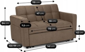 Fotel do Spania ASTER Rozkładany Amerykanka Brązowy Nowoczesny