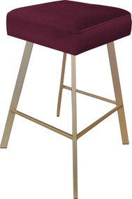 Hoker MAX krzesło barowe tkanina Welur podstawa metalowa : Kolor nogi - Złota profil, Kolor tkaniny - VELVET - MG02, Typ siedziska - Siedzisko stałe