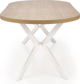 Okrągły rozkładany stół do jadalni Peroni dąb złoty / biały
