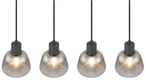 Czarna lampa wisząca ze szklanym kloszem ø 15 cm Tarifa – Trio