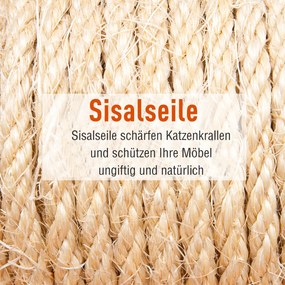 PawHut Drapak dla kota 170cm z domkiem i platformami do wypoczynku Sizalowy słupek Szary | Aosom PL
