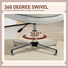 HOMCOM Krzesło biurowe bez podłokietników, wygodne biurowe krzesło z pikowanym siedziskiem i regulowaną wysokością, Kremowy