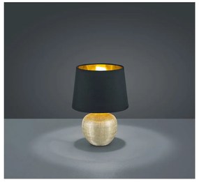 Czarna lampa stołowa z ceramiki i tkaniny Trio Luxor, wys. 26 cm
