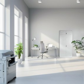 Wielokomorowa szafa socjalna z miejscem na ubrania BORYS, 900 x 1850 x 500 mm, szara