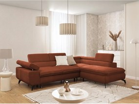 Narożnik z tkaniny szenilowej w kolorze terakoty (prawostronny/w kształcie litery L) Marbeya – Ropez