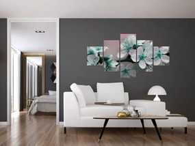 Obraz kwiatu - turkusowy (125x70 cm)