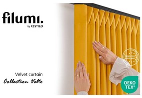 Musztardowa aksamitna zasłona częściowo zaciemniająca (dimout) 140x300 cm Velto – Filumi