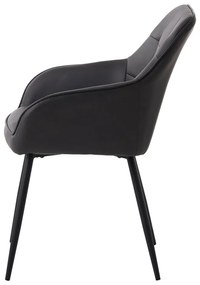 Ciemnoszare krzesła z imitacji skóry z podłokietnikami zestaw 2 szt. Nolan Square – Unique Furniture