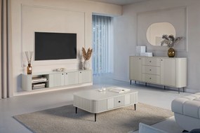 Szafka RTV wisząca Vesper 3D 187 cm - kaszmir / czarne uchwyty