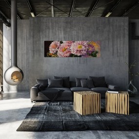 Obraz - Obraz olejny, Kwiaty w wazonie (170x50 cm)