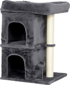 PawHut Drapak dla kota, wieża dla kota, 2 kryjówki, platforma, słupki sizalowe, kompaktowy, ciemnoszary