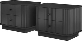 Zestaw szafek nocnych Vesper 56 cm na cokole - czarny / czarne uchwyty