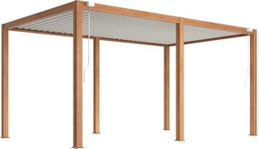 Pergola bioklimatyczna wolnostojąca aluminiowa z regulowanymi lamelami - 15 m² - ciemny naturalny - AMALFI