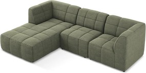 Zielony narożnik z materiału bouclé (lewostronny/z szezlongiem) Aloha – Makamii