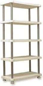 Regał z żywicy PLASTIKEN 5 półek 30 kg/półka Beżowy Taupe, montaż bez narzędzi, do wnętrz i na zewnątrz