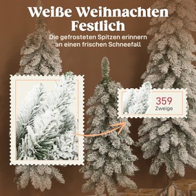 HOMCOM 3‑cz. zestaw śnieżnych sztucznych choinek 90/120/150 cm — metalowe podstawy, ognioodporne